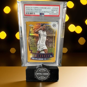 2023-24 Topps Chrome Youthquake Gold Refractor Jude Bellingham Real Madrid PSA 10 fociskártya