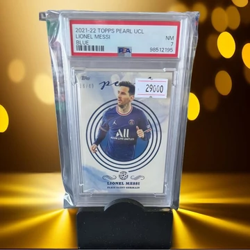 Lionel Messi fociskártya – 2021-22 Topps Pearl Blue /49 PSA 7