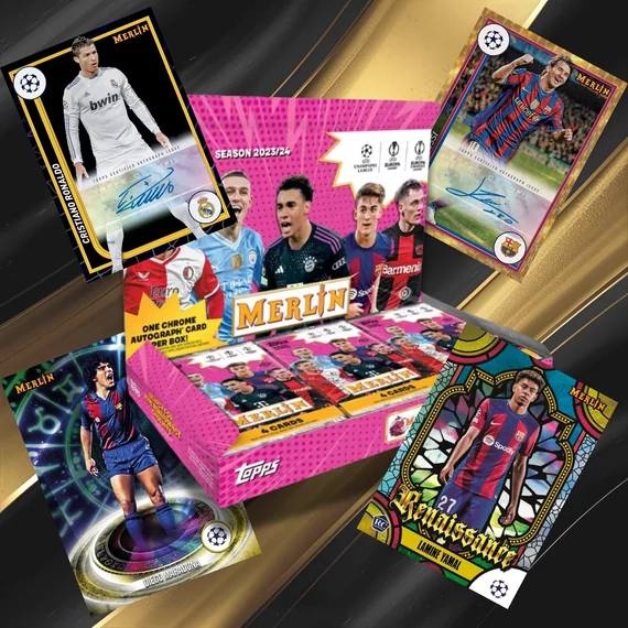 2023-24 Topps Merlin UEFA Club Competitions Hobby Box sealed box autograph soccer cards