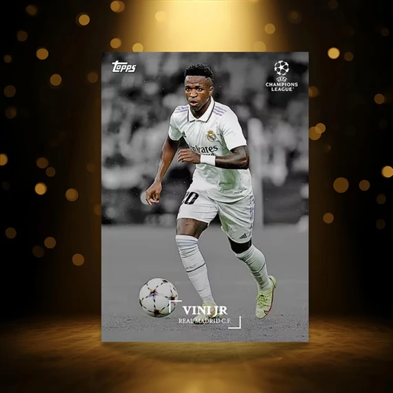 Topps Simplicidad 2022/23 Vinícius Júnior base black and white soccer card – Real Madrid – UEFA Champions League – The Royal Cards